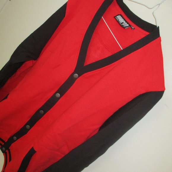 CARDIGAN FLEECE SPORT SWEATER BUTTON UP RED & BLACK SMALL NEW #32 - Picture 2 of 14